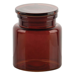 Pot avec couvercle en verre ambré