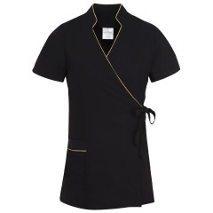 Kimono noir femme - passepoil doré - 6 tailles disponibles