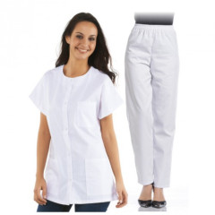 Ensemble Tunique Boutons Pantalon Blanc