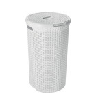 Coffre A Linge Rond 48L Tresse Ivoire AD079